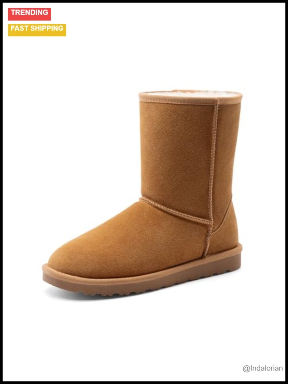 Men's Winter Snow Boots Warm Suede Faux Fur Lining Pull-On Slip-Resistant